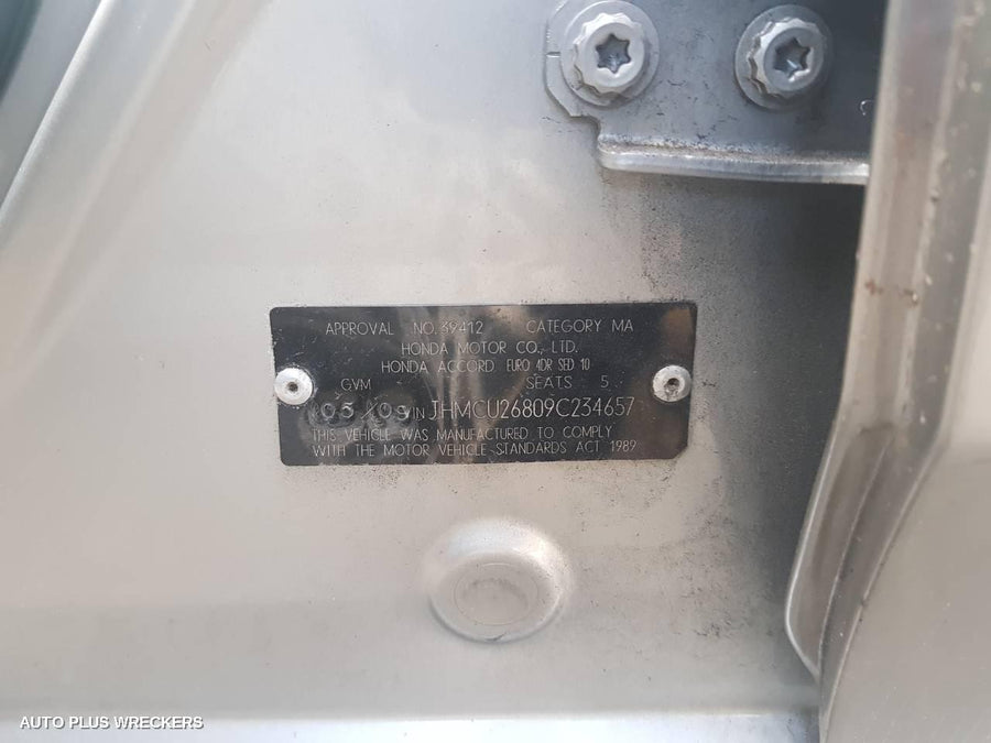 2009 Honda Accord Left Rear Door Window