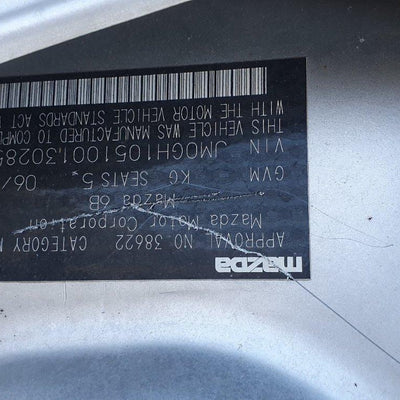 2009 Mazda 6 Door Boot Gate Lock