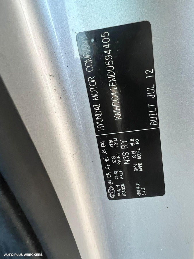 2012 Hyundai Elantra Right Front Window Reg Motor