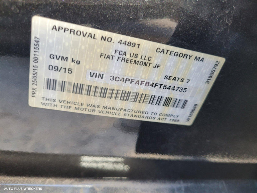 2015 Fiat Freemont Left Rear Door Sliding