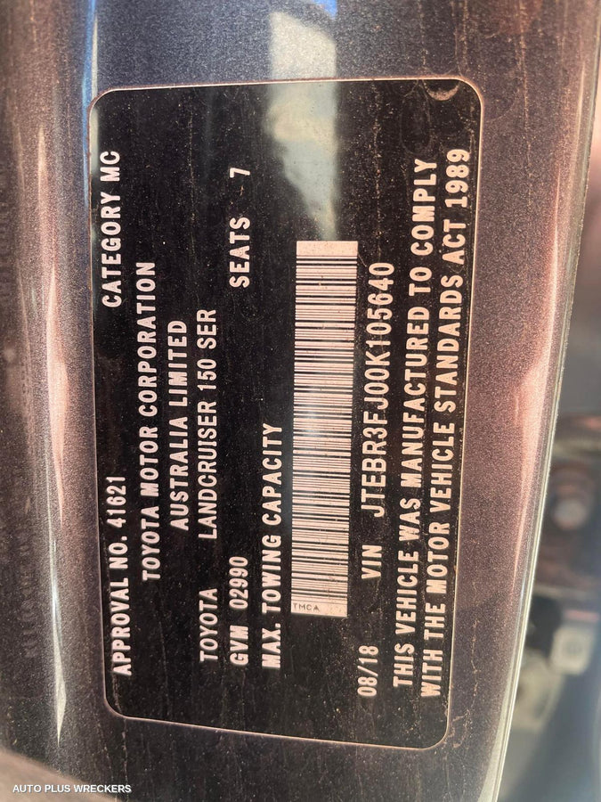 2018 Toyota Prado Left Rear Wnd Reg Motor