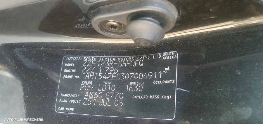 2005 Toyota Corolla Pwr Dr Wind Switch