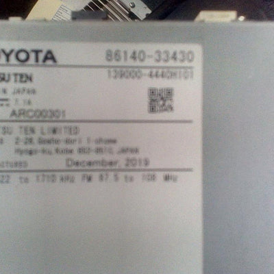 2020 Toyota Camry Radio Cd Dvd Sat Tv