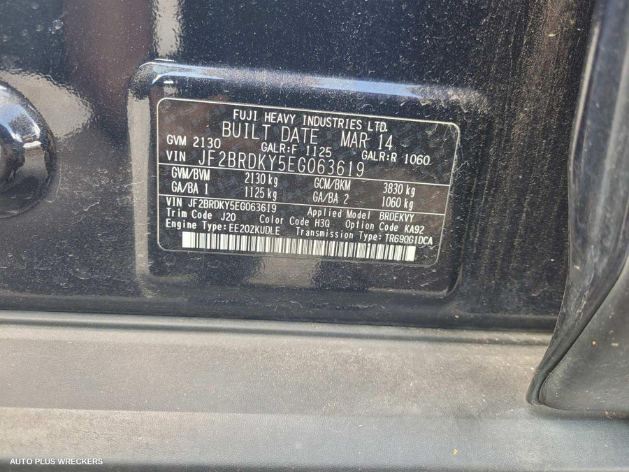 2014 Subaru Outback Bootlid Tailgate