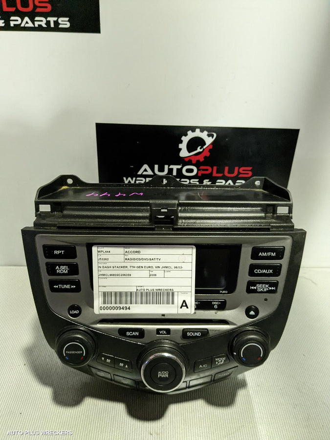 2006 Honda Accord Radio Cd Dvd Sat Tv