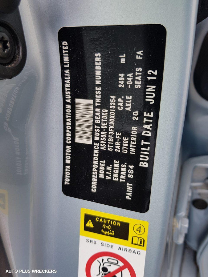 2012 Toyota Camry Heater Ac Controls