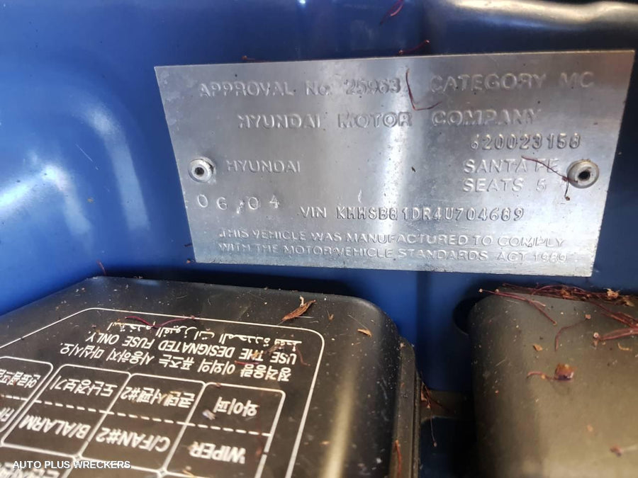 2004 Hyundai Santa Fe Right Rear Door Window