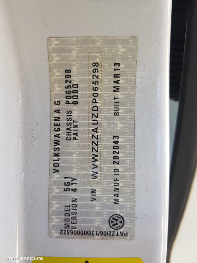 2014 Volkswagen Golf Right Front Window Reg Motor