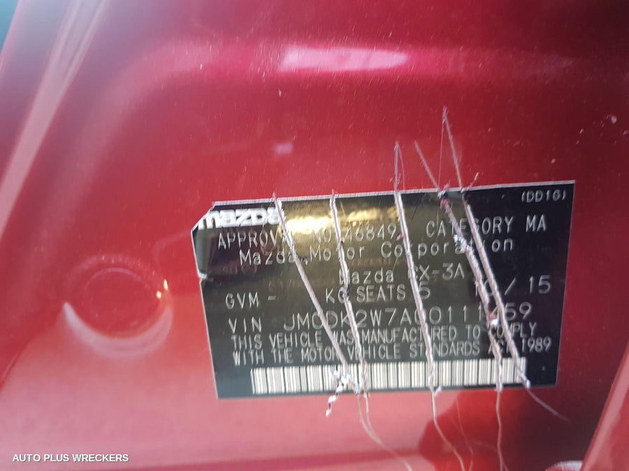 2015 Mazda Cx3 Right Rear Door Sliding