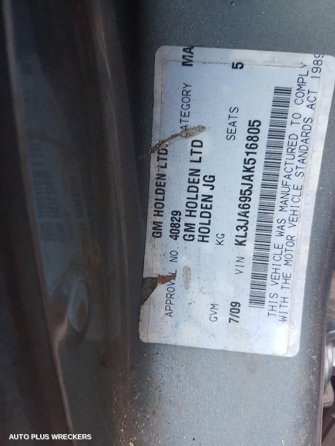 2009 Holden Cruze Left Rear Wnd Reg Motor