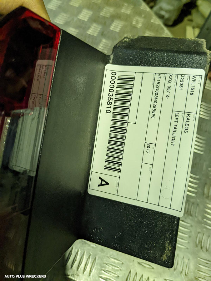 2017 Renault Kaleos Left Taillight