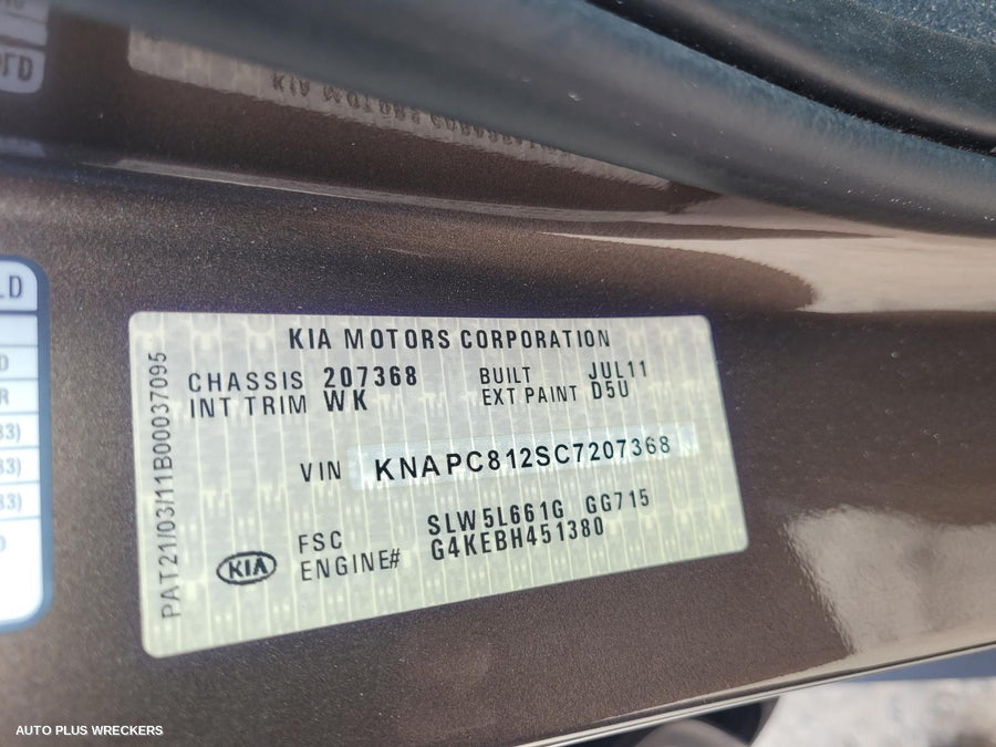 2011 Kia Sportage Trans Gearbox