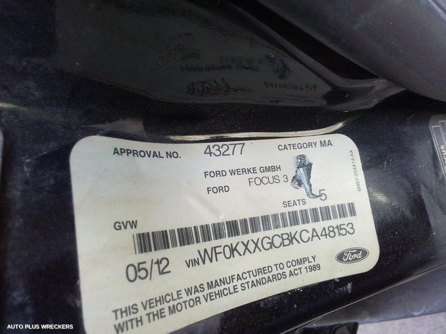 2012 Ford Focus Bootlid Tailgate