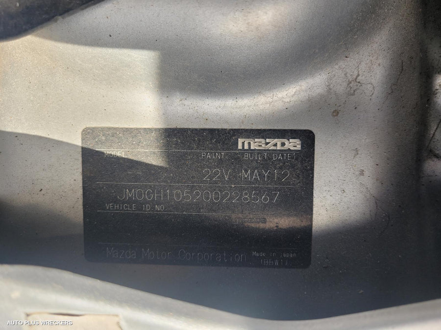 2012 Mazda 6 Right Rear Door Sliding