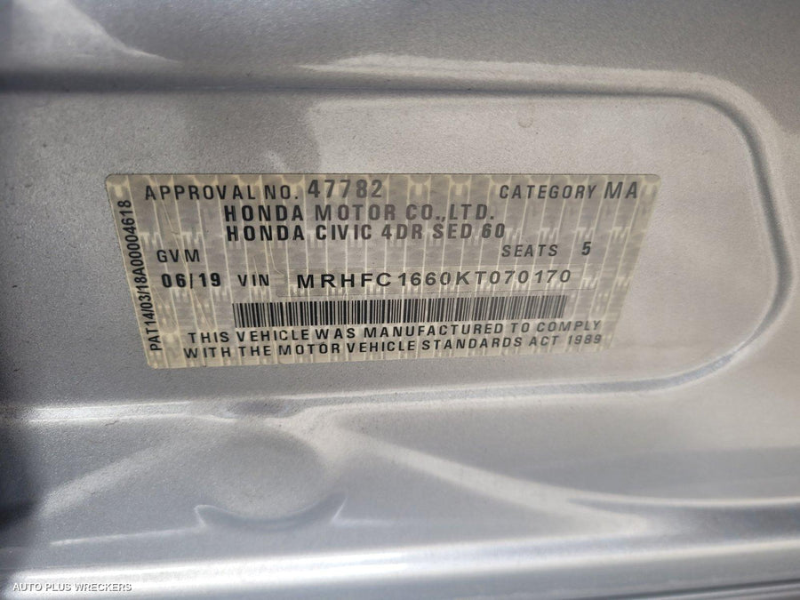 2019 Honda Civic Steering Box Rack