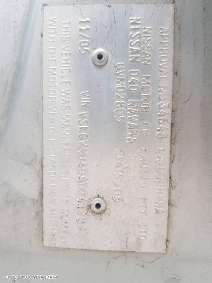 2005 Nissan Navara Right Rear Door Window