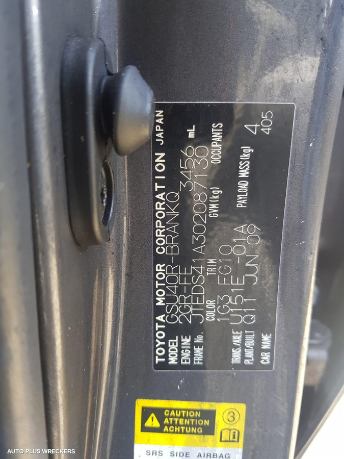2009 Toyota Kluger Pwr Dr Wind Switch