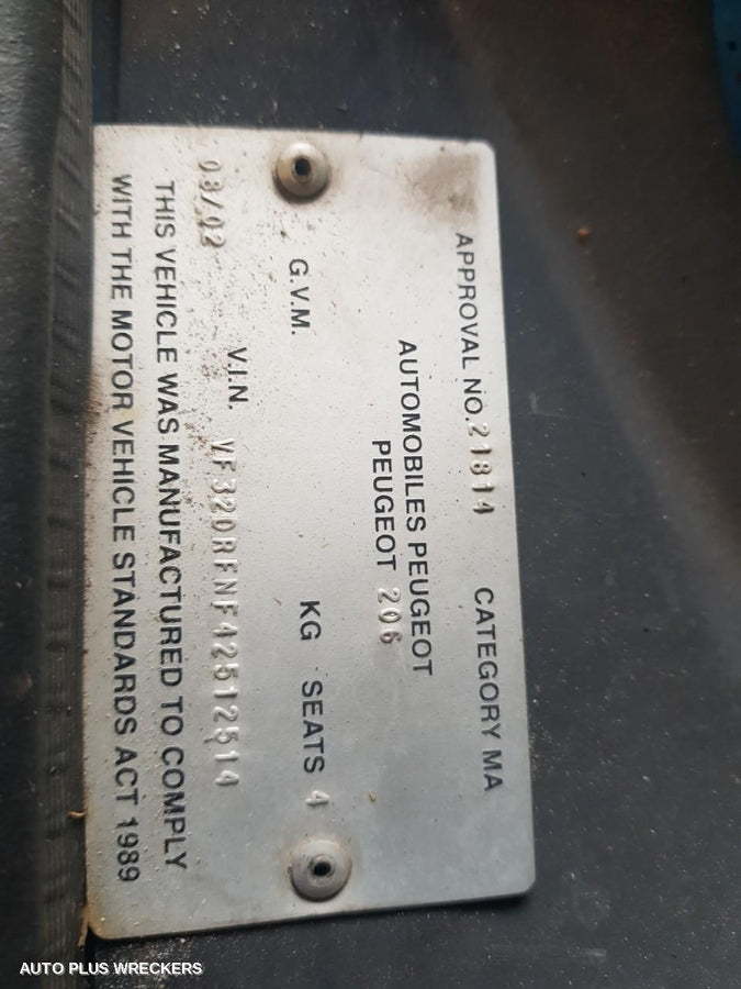 2002 Peugeot 206 Rear Bumper