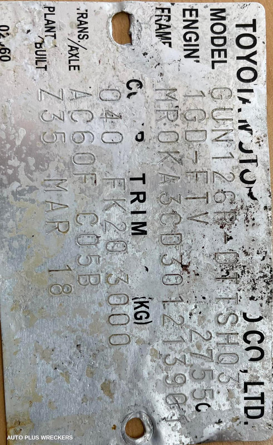 2018 Toyota Hilux Axle