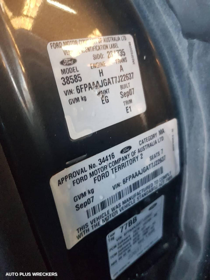 2007 Ford Territory Left Rear Wnd Reg Motor