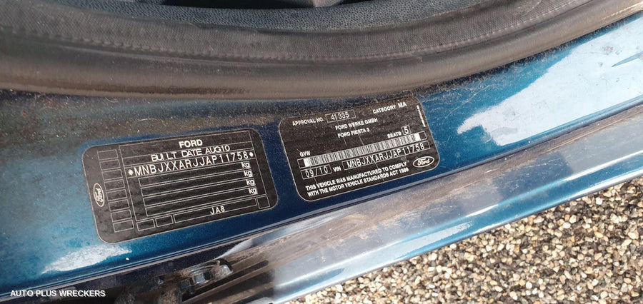 2010 Ford Fiesta Left Rear Door Sliding