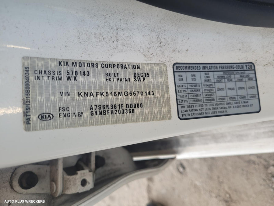 2016 Kia Cerato Right Driveshaft