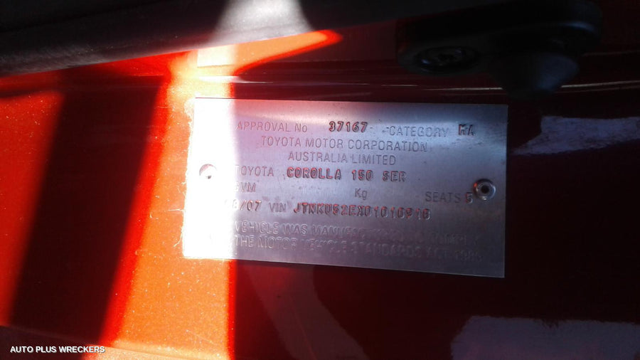 2007 Toyota Corolla Right Front Window Reg Motor