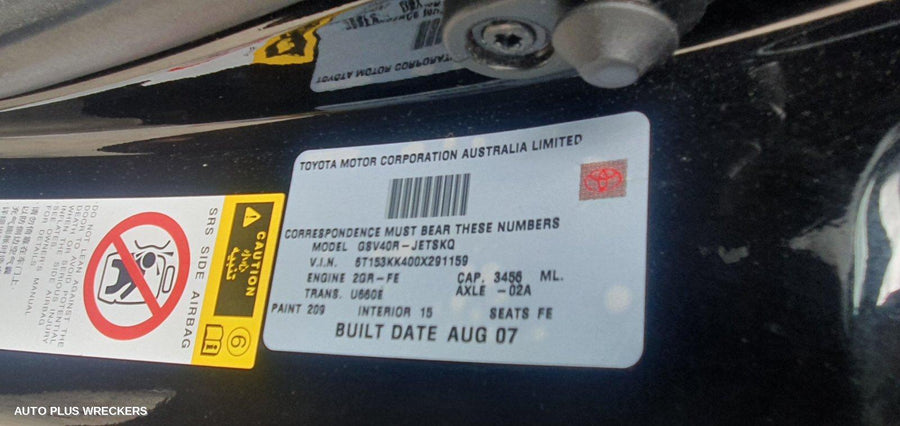 2007 Toyota Aurion Radio Cd Dvd Sat Tv