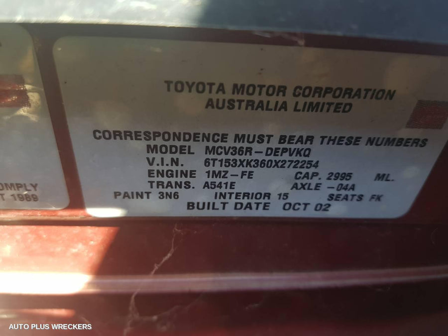 2002 Toyota Camry Right Headlamp