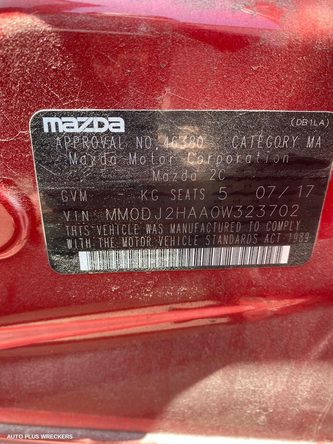 2017 Mazda 2 Left Front Window Reg Motor