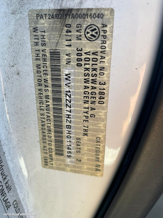 2011 Volkswagen Transporter Left Front Window Reg Motor