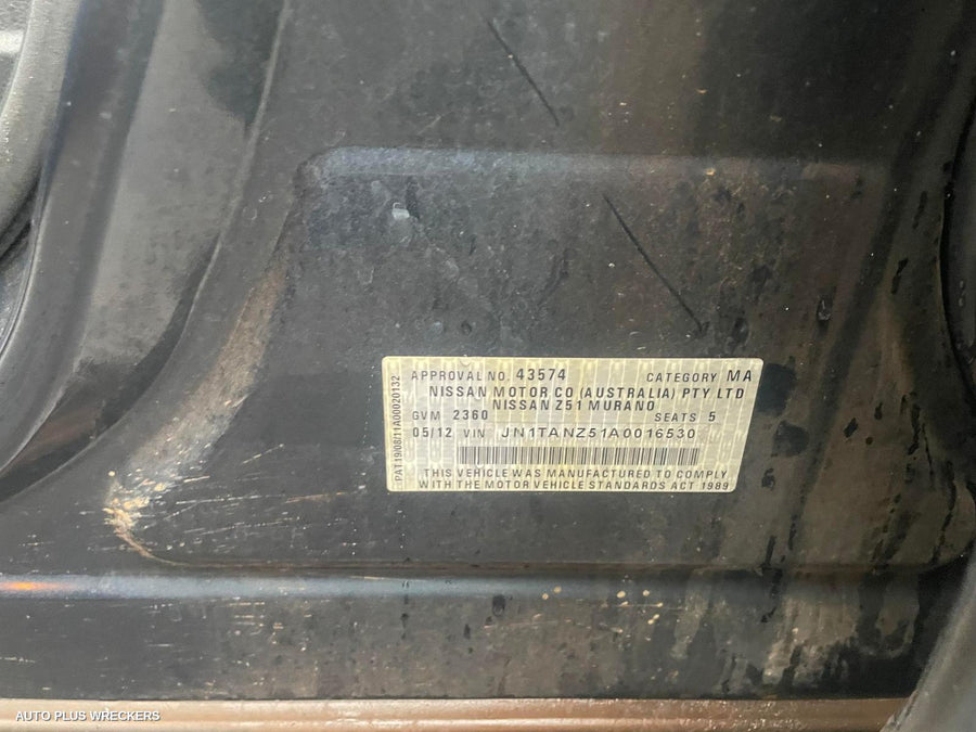 2012 Nissan Murano Bootlid Tailgate