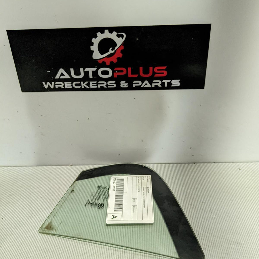 2014 HOLDEN BARINA RIGHT REAR 1 4 DOOR GLASS