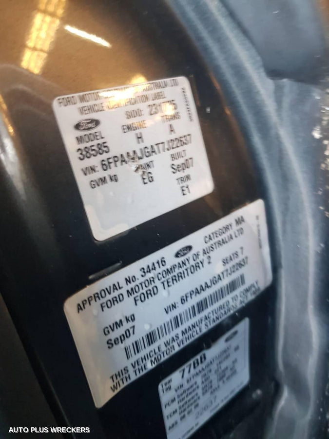 2007 Ford Territory Left Rear Wnd Reg Motor