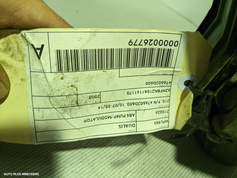 2008 Nissan Dualis Abs Pump Modulator
