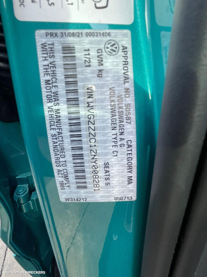 2021 Volkswagen T-cross Left Front Door Window