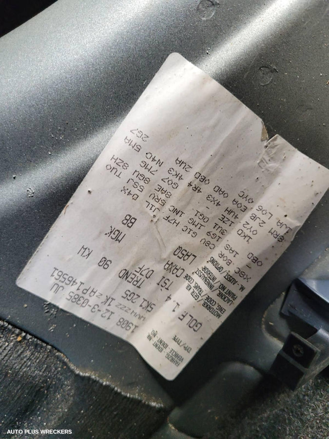 2010 Volkswagen Golf Left Rear Door Sliding