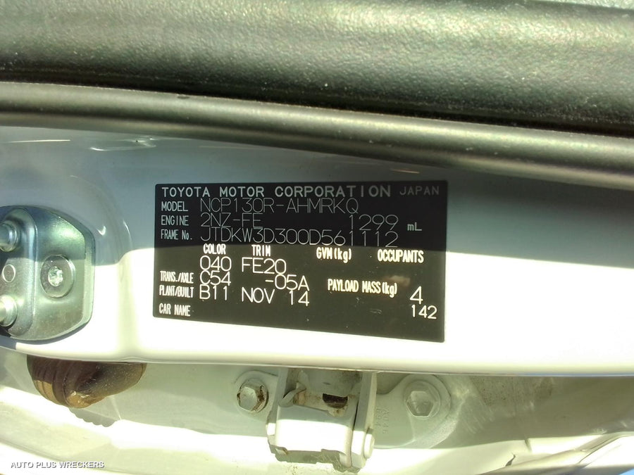 2014 Toyota Yaris Left Front Window Reg Motor
