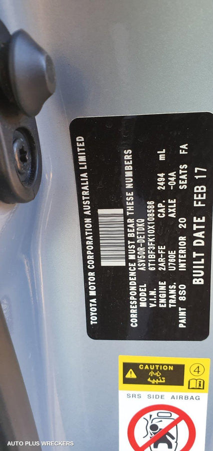 2017 Toyota Camry Radio Cd Dvd Sat Tv