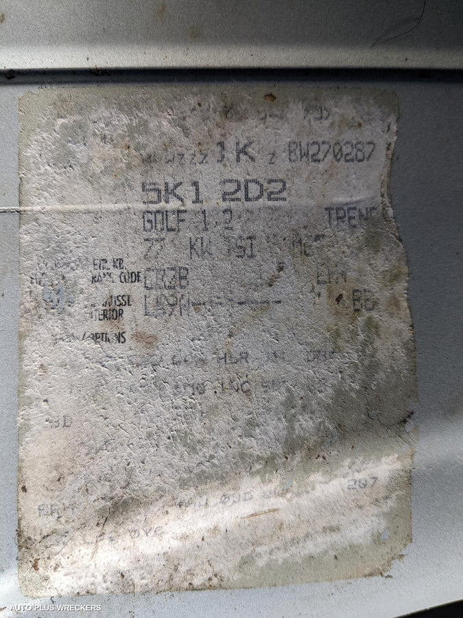 2011 Volkswagen Golf Door Boot Gate Lock