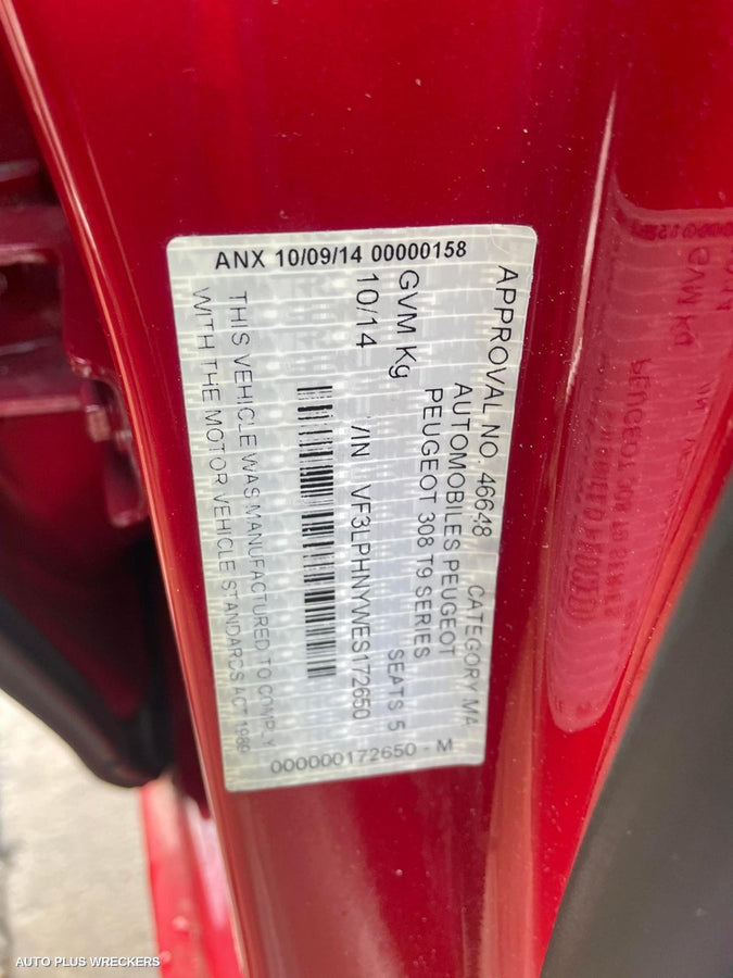 2014 Peugeot 308 Pwr Dr Wind Switch