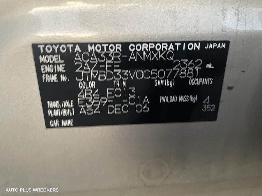 2007 Toyota Rav4 Left Rear Wnd Reg Motor