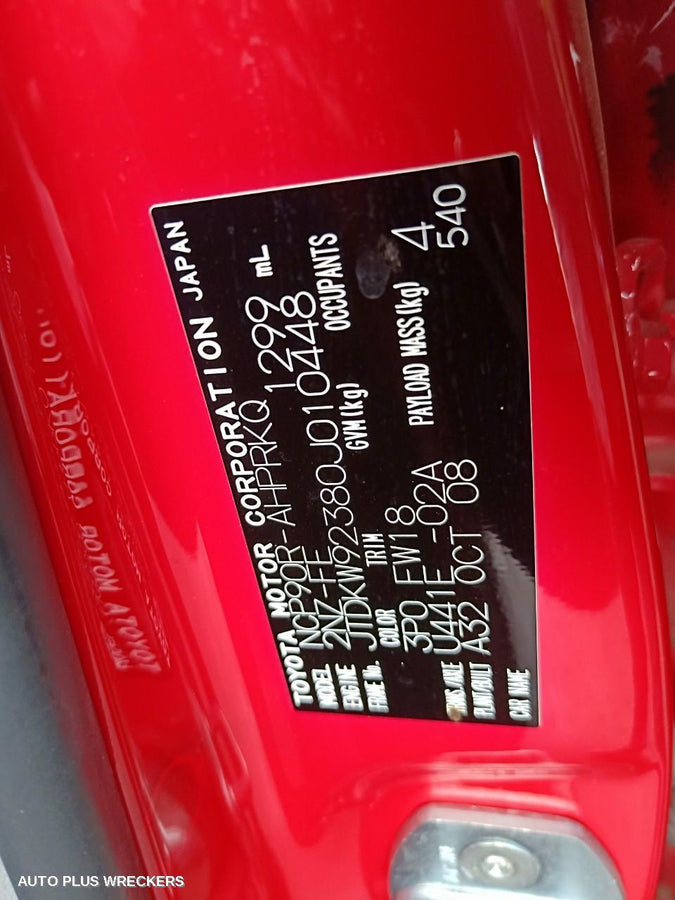 2008 Toyota Yaris Right Front Window Reg Motor