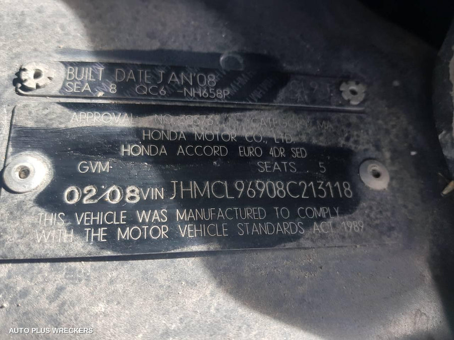 2008 Honda Accord Left Front Window Reg Motor