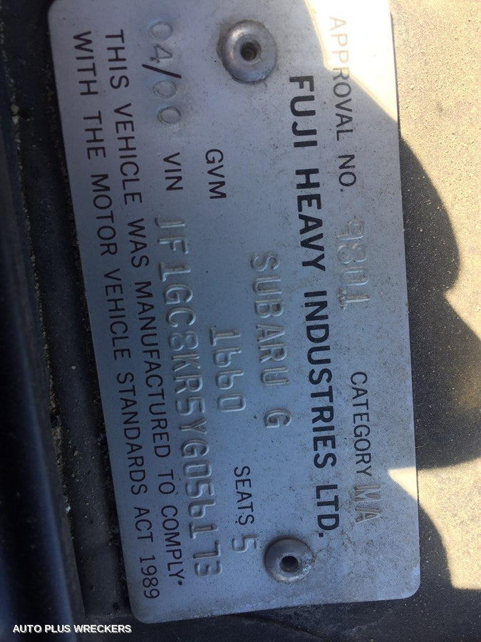 2000 Subaru Impreza Left Front Door Window