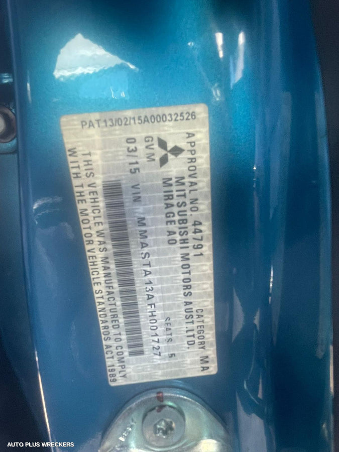 2015 Mitsubishi Mirage Sunvisor