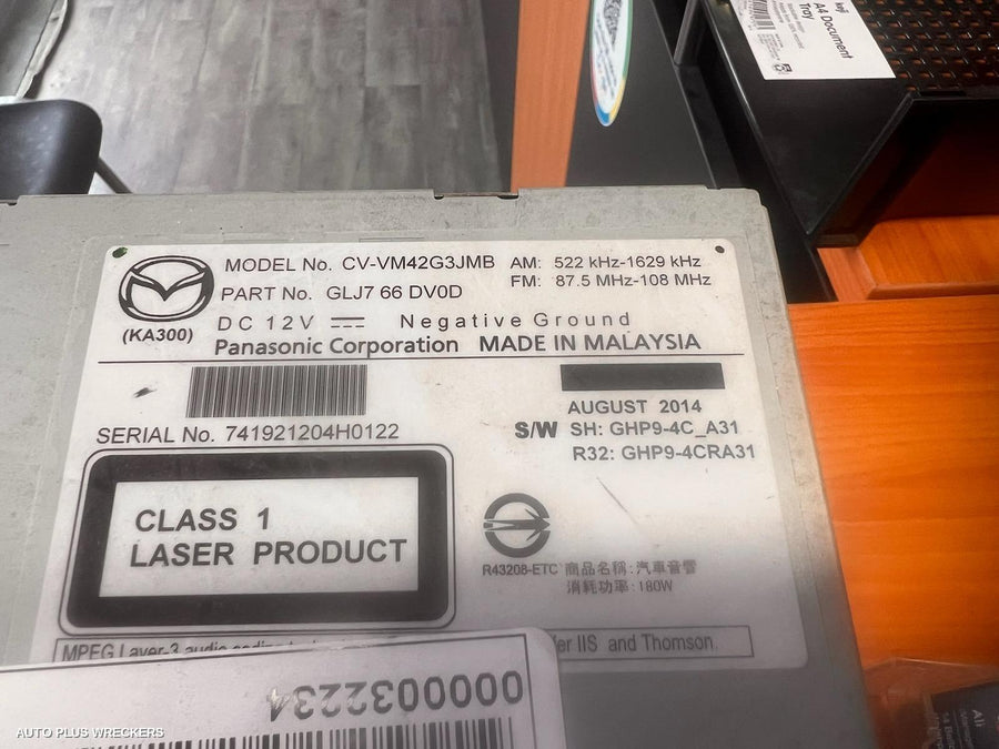 2014-2018 Mazda 6 Radio Cd Dvd Sat Tv