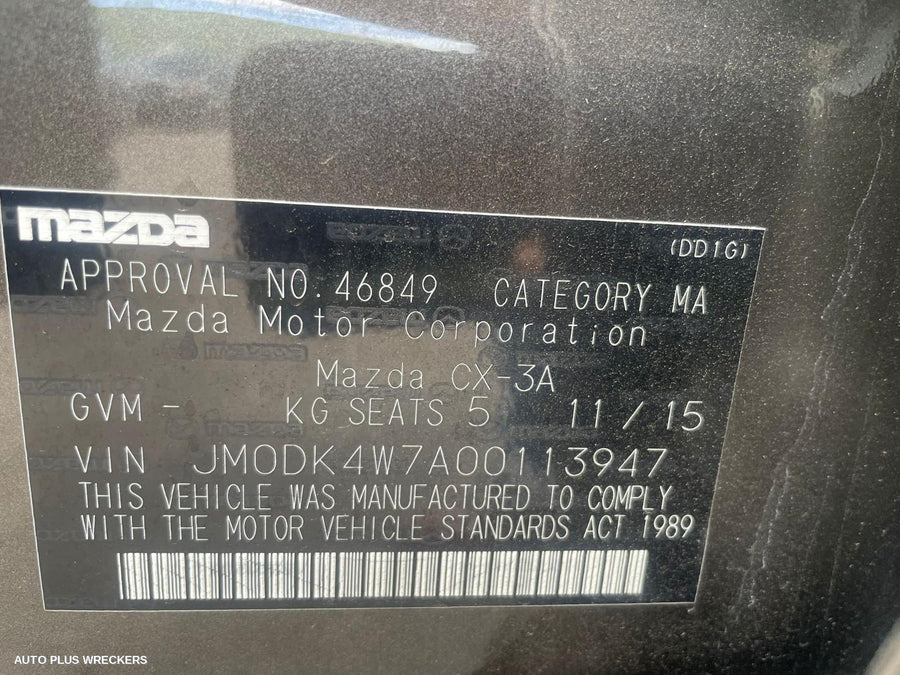 2015 Mazda Cx3 Pwr Dr Wind Switch