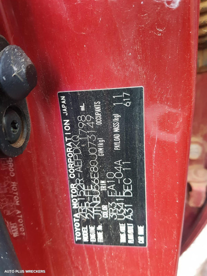 2012 Toyota Corolla Seatbelt Stalk