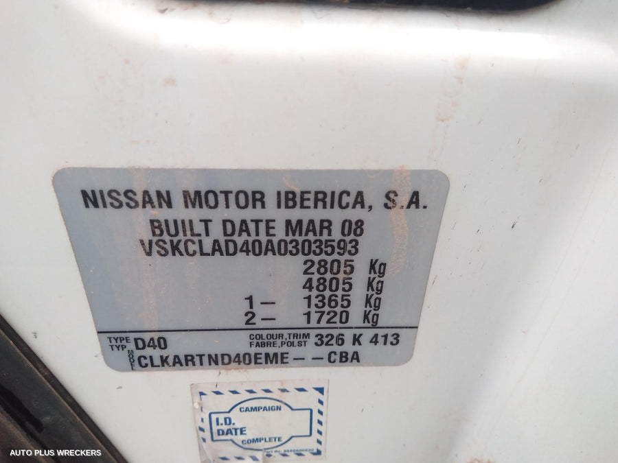 2008 Nissan Navara Heater Fan Motor